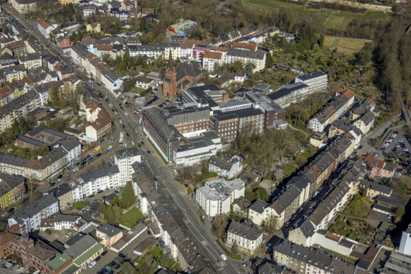 Aerial view, residential area Ardeystraße and Crendeldanzstraße, in the centre Marienhospital and