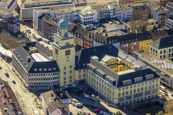 Aerial view, town hall with renovation, Witten, Ruhr area, North Rhine-Westphalia, Germany,