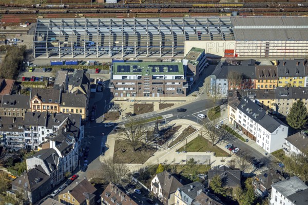 Aerial view, Karl-Marx-Platz redesign, Germania Denkmal design by architect Heinrich Klutmann, new