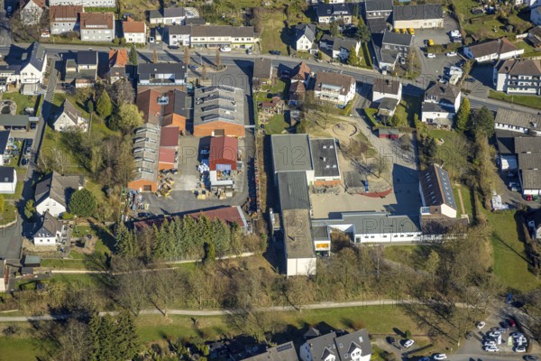 Aerial view, Melanchthonschule primary school with schoolyard, Wickede/Ruhr, North