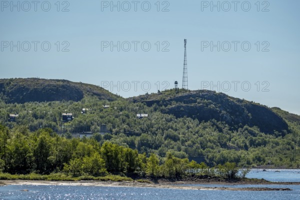 Forest area with radio mast, Kirkenes, Finnmark, Norway, Scandinavia, Europe, adventure travel,