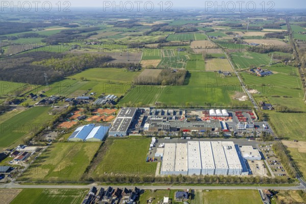 Aerial view, industrial estate Capeller Straße with RCS Rohstoffverwertung and Stroetmann