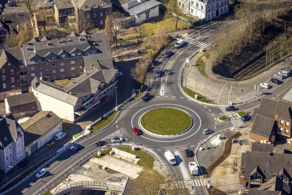 Aerial view, redesign of roundabout at Kaiserstrasse, Wetter, Ruhr area, North Rhine-Westphalia,
