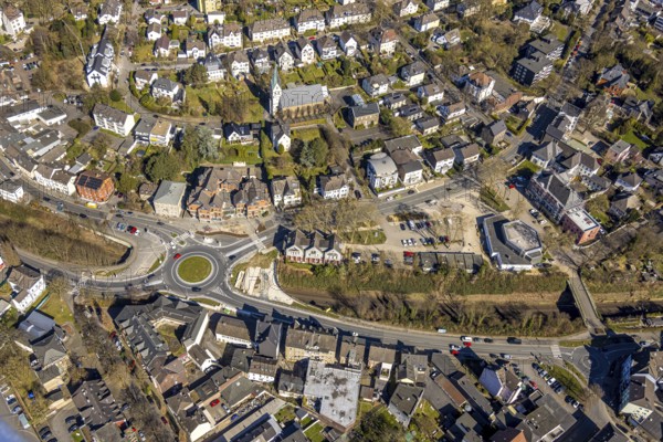 Aerial view, redesign of roundabout at Kaiserstrasse, Wetter, Ruhr area, North Rhine-Westphalia,