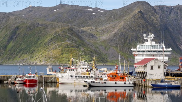 Ship MS Polarlys in the harbour of Honningsvåg, Finnmark, Norway, Scandinavia, Europe, adventure
