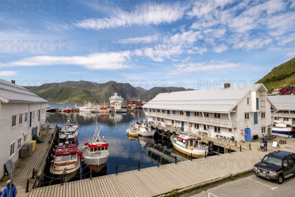 Ship MS Polarlys in the harbour of Honningsvåg, Finnmark, Norway, Scandinavia, Europe, adventure