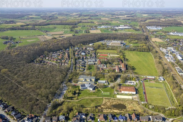 Aerial view, Anne-Frank-Gymnasium and Gymnasium St. Christophorus and housing estate