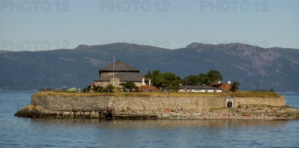 Battery Munkholmen, Munkholmen batteri, small island in the Trondheimsfjord, excursion destination,