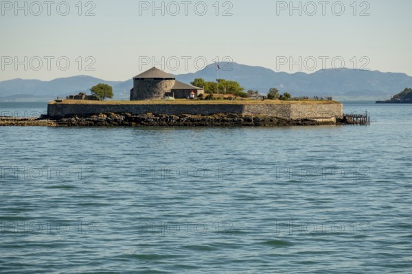Battery Munkholmen, Munkholmen batteri, small island in the Trondheimsfjord, excursion destination,