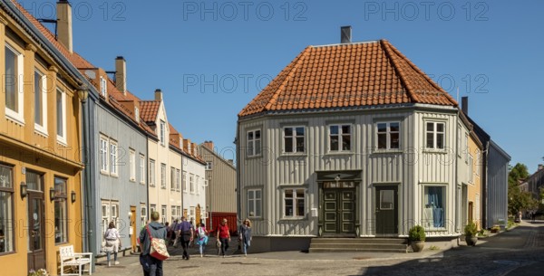Residential buildings in the city centre, Nedre Bakklandet corner Nygata Street, Trondheim,