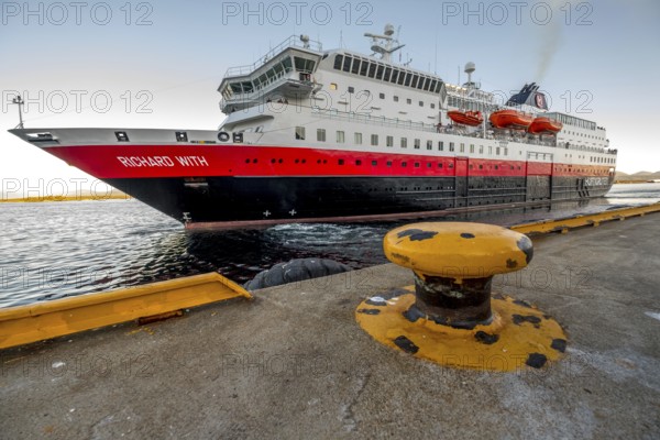 Ship MS Richard With, harbour Molde with bollard, Møre og Romsdal, Norway, Scandinavia, Europe,