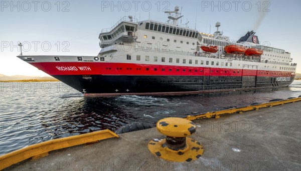 Ship MS Richard With, harbour Molde with bollard, Møre og Romsdal, Norway, Scandinavia, Europe,