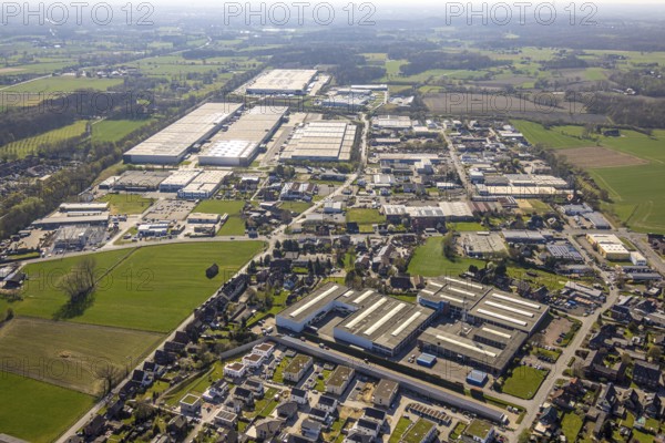 Aerial view, industrial estate West in Werne with Amazon Logistics, Imperial Industrial Logistics