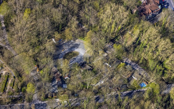 Aerial view, semicircular open-air stage, venue in the park, Werne, Ruhr area, North