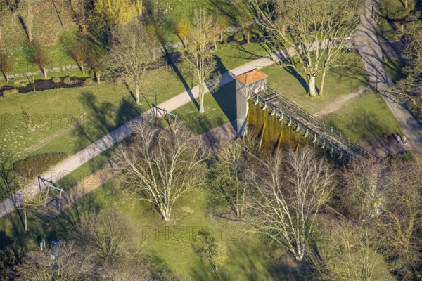 Aerial view, saltworks graduation works in the spa gardens, Werl, Soester Börde, North