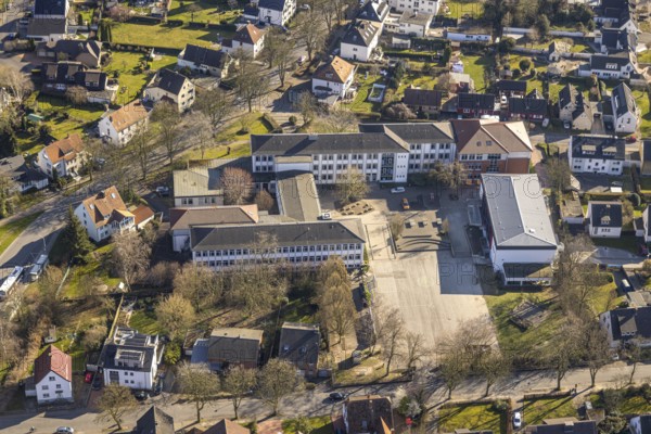 Aerial view, Städt. Mariengymnasium with schoolyard, Werl, Soester Börde, North Rhine-Westphalia,