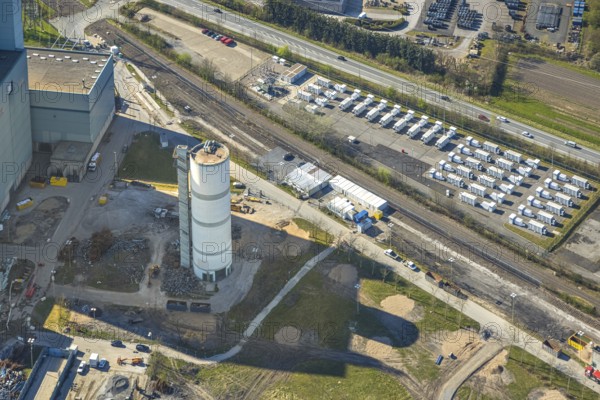 Aerial photo, RWE Generation SE Gersteinwerk power plant, stationary batteries for electricity