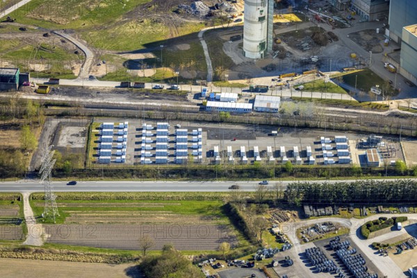 Aerial photo, RWE Generation SE Gersteinwerk power plant, stationary batteries for electricity