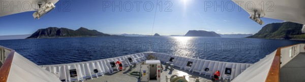 Ship bow, backlight, panorama, Godøya, Møre og Romsdal, Norway, Scandinavia, Europe, adventure