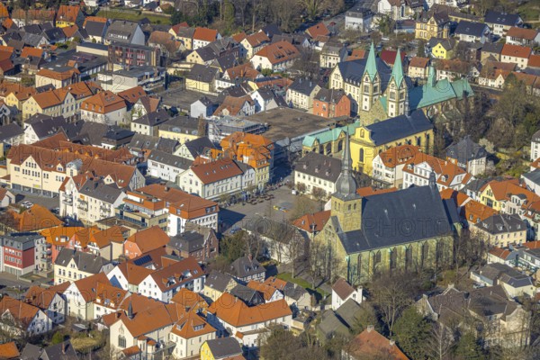 Aerial view, Old Town with St. Walburga Probsteikirche, Old pilgrimage church and pilgrimage