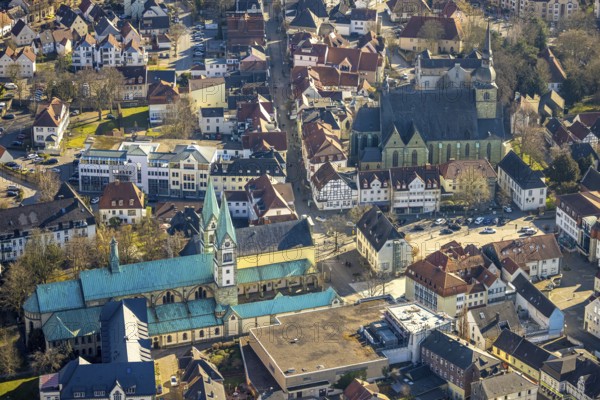 Aerial view, Old Town with St. Walburga Probsteikirche, Old pilgrimage church and pilgrimage