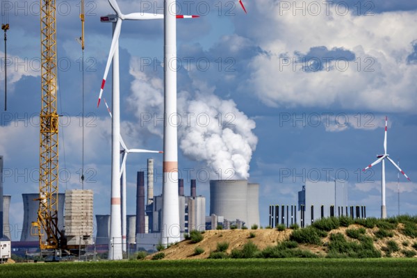 Construction site for the expansion of the wind farm east of Jackerath, in the Rhenish lignite