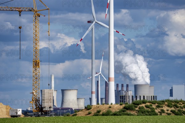 Construction site for the expansion of the wind farm east of Jackerath, in the Rhenish lignite