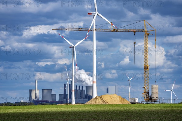 Construction site for the expansion of the wind farm east of Jackerath, in the Rhenish lignite