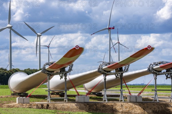Construction site for the expansion of the Lövenich wind farm, in the Rhenish lignite mining area,