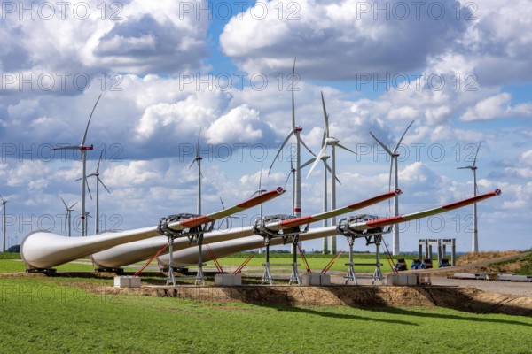 Construction site for the expansion of the Lövenich wind farm, in the Rhenish lignite mining area,