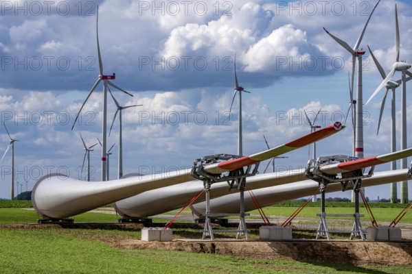 Construction site for the expansion of the Lövenich wind farm, in the Rhenish lignite mining area,