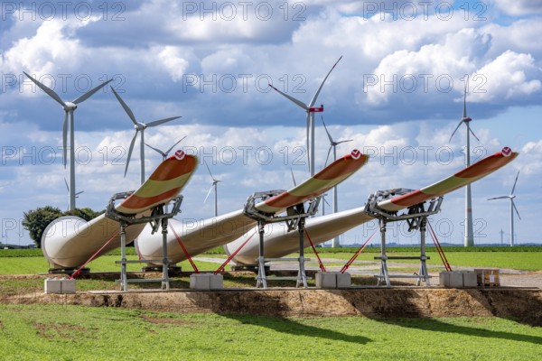 Construction site for the expansion of the Lövenich wind farm, in the Rhenish lignite mining area,