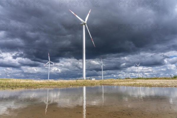Wind farm, wind turbines, south of the village of Holzweiler, in the Rhenish lignite mining area