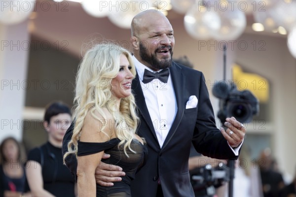 Venice, Italy - 1 September 2025: Franci Alberding Kerr and Mark Kerr during the Red Carpet of -