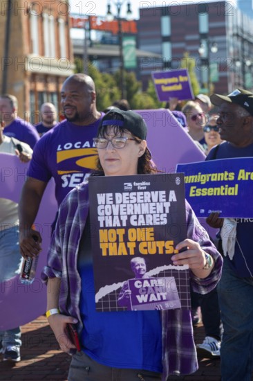 Detroit, Michigan USA - 1 September 2025 - Members of the Service Employees International Union