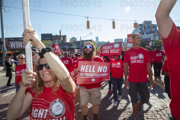 Detroit, Michigan USA - 1 September 2025 - Postal workers march in Detroit's Labor Day parade.