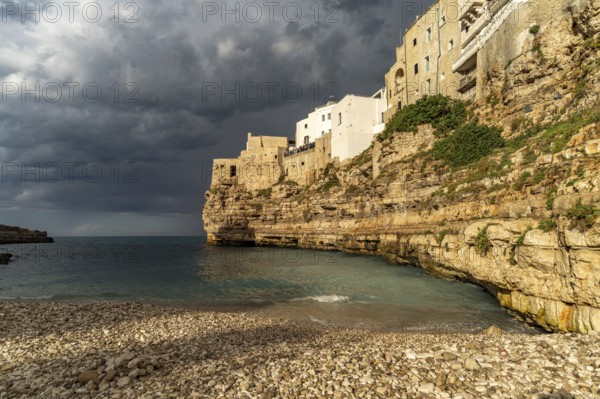 City beach Spiaggia Llama Monachile in Polignano a Mare, Apulia, Italy