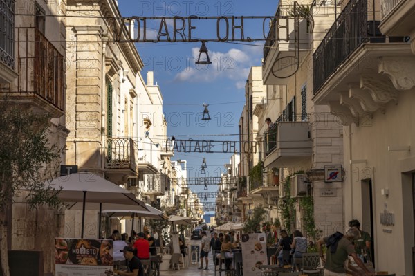 The lyrics of the song VOLARE Nel blu dipinto di blu as illumination over the pedestrian zone Via
