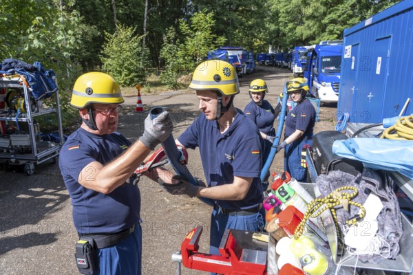 Emergency services from the infrastructure specialist group set up water, sewage, electricity and