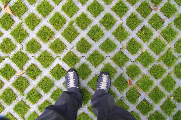 Lawn pavers, made of concrete, instead of completely sealing an area with paving stones, concrete