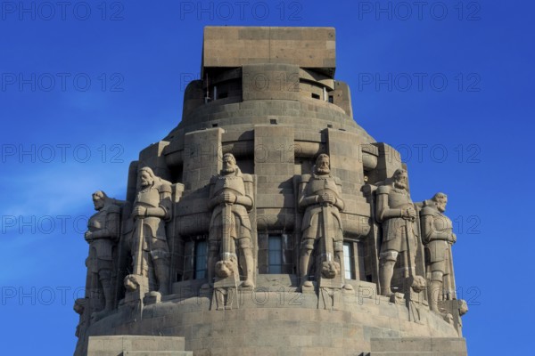 Monument to the Battle of the Nations, detail, knight figures, Leipzig, Saxony, Germany, 26 August