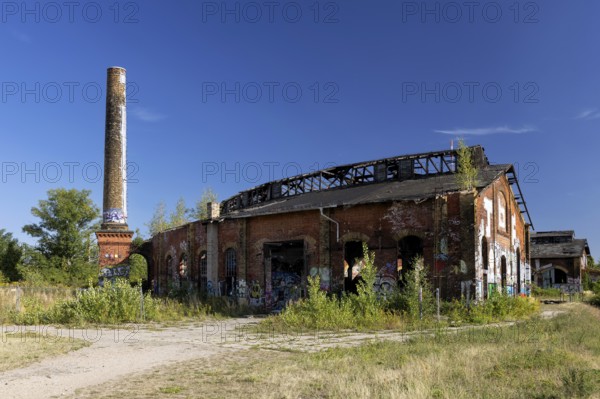 Old locomotive shed at MDR S-Bahn station, Leipzig, Saxony, Germany, 26 August 2025 < english> Old