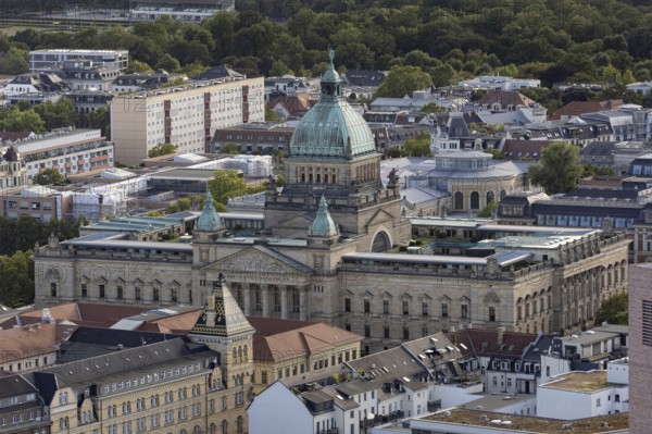 View from the observation deck of the City Tower to the Federal Administrative Court, Leipzig,