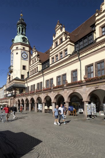 Market square with old town hall, Leipzig, Saxony, Germany, 26.08.2025 < english> Market square