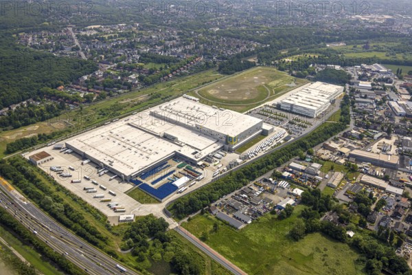 Aerial view, EDEKA Rhein-Ruhr central warehouse, Picnic FCA Oberhausen GmbH e-food warehouse,