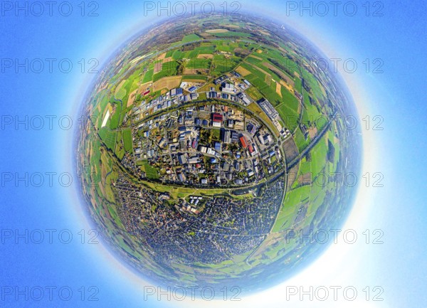 Aerial view, Alte Fahrt - disused section of the Dortmund-Ems Canal and residential area,