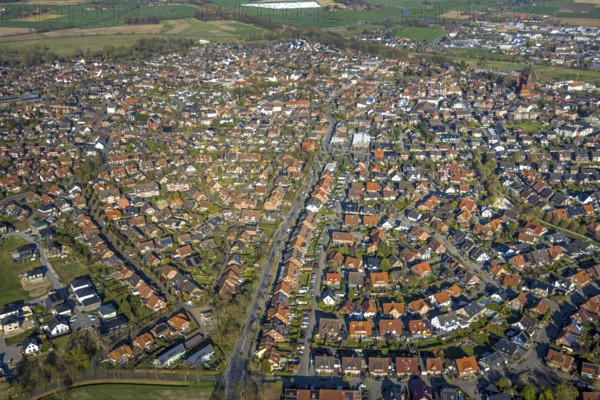 Aerial view, local view overview residential area Olfen, Olfen town, Olfen, Münsterland, North