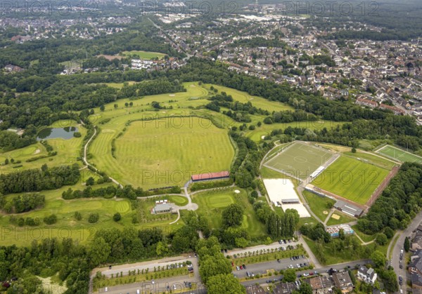Aerial photo, POTTGOLF Oberhausen golf course and golf meadow, sports facility football pitch