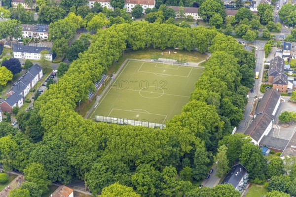 Aerial view, football stadium Am Dicken Stein, sports field with tree border, Sterkrade 06/07