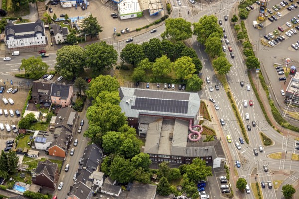 Aerial view, indoor swimming pool Sterkrade, Tackenberg West, Oberhausen, Ruhr area, North